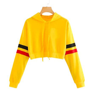 Sweat-shirt à capuche personnalisé pour femmes, haut court gris, tissu polaire, imprimé, coton uni, ras du cou, tendance 2020 - Product Image 3