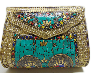 Bolso de Mano Tipo Clutch con Mosaico de Piedras Antiguo - Product Image 1