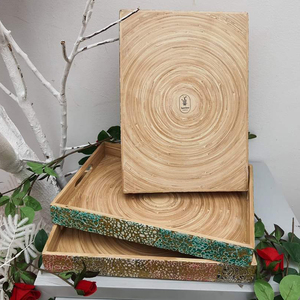 ถาดเก็บของทำมือจากวัสดุธรรมชาติ  งานฝีมือ  รูปทรงกลม/สี่เหลี่ยม  ขนาดตามสั่ง  วัสดุ MDF  ตกแต่งด้วยเปลือกหอย  เป็นมิตรกับสิ่งแวดล้อม  ใช้งานได้หลากหลาย - Product Image 6