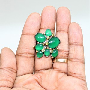 Designer Multi Stone Peridot and Onyx Gemstone Jewelry Gold Plated 925 Sterling Silver Black Rhodium <b>Ring</b> - Product Image 3