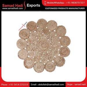 Alfombra de yute tejida Bohemia, rectangular, trenzada, natural, ecológica, antideslizante, con patrón floral, uso doméstico y comercial, precio al por mayor - Product Image 5