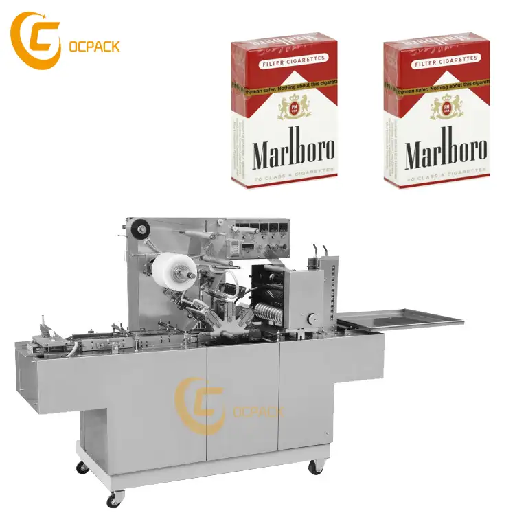 Professionele Fabrikant Mini Sigaretten Cellofaan Doos Wikkelen Machine Verpakkingsmachine