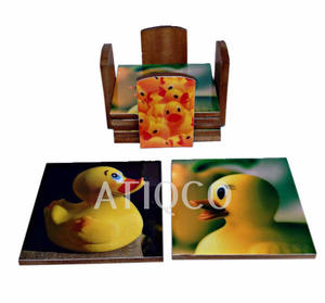 Meilleures ventes Ensemble de sous-verres en bois de style romain Oiseaux attrayants Tapis laqués imprimés numériques Collection spéciale vintage - Product Image 4