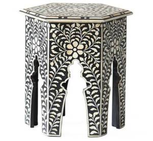 Mesa auxiliar con incrustaciones de hueso de estilo tradicional personalizable, muebles ajustables para el hogar y la sala de estar diseñados en fábrica - Product Image 1