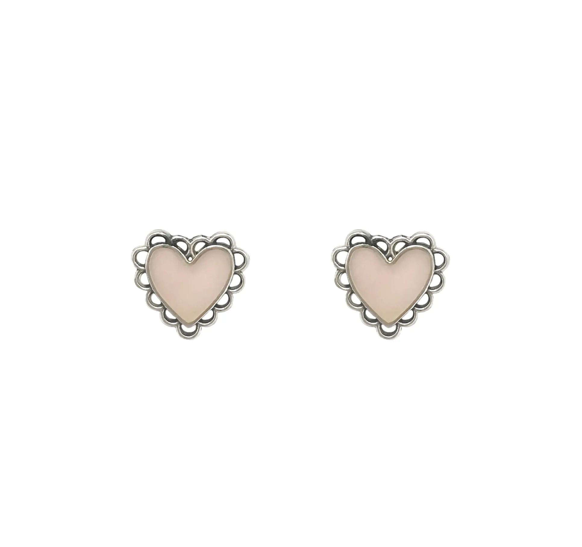 High quality Italian Heart button enameled earrings made by 925 sterling silver for special events