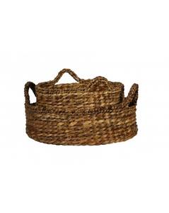 Plateau décoratif en jacinthe d'eau de style nordique plateau vintage en paille tissée fabriqué à la main avec des poignées - Product Image 4