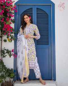 Kurta recta tejida con pantalones, Dupatta - Product Image 3