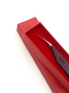 แหนบต่อขนตาสแตนเลสอุปกรณ์ความงามแบบผงเคลือบไวน์แยกใหม่โลโก้ตามสั่ง - Product Image 2