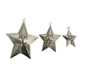 METAL STAR CHRISTMAS HANGING ORNAMENT SET of 3 HIGH QUALITY CHRISTMAS <b>TREE</b> DECORATION BEST SELLING - Product Image 1