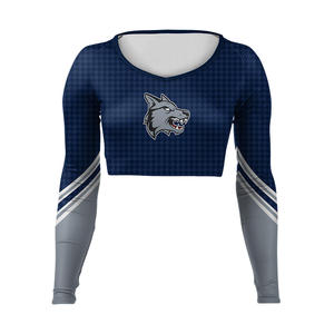 Vente en gros, uniformes de doublure de corps à col en V pour femmes personnalisables, tenue de pom-pom girl imprimée avec logo personnalisé pour adultes - Product Image 1