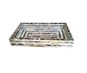 Wholesale <b>Black</b> Mother Pearl Decorative Serving <b>Tray</b> 30x20cm Quality Handicrafts India Home Decor Hotel & Restaurant Use - Product Image 6