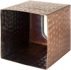 Boîte à mouchoirs en métal bronze martelé avec matériau en bois - Product Image 3
