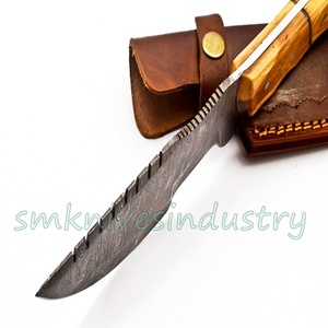 Hecho a mano de acero de Damasco de caza rastreador cuchillo hermosa madera de olivo cuchillo (smk1703) - Product Image 3
