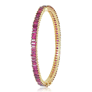 Bracelet en or jaune, style ovale, ouvert, pierre précieuse rubis, 14 carats, vente en gros, bijoux - Product Image 2