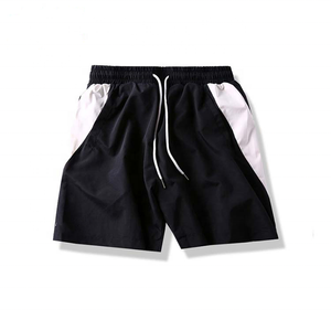 Pantalones cortos deportivos de fitness para hombre a rayas de poliéster 100% de alta calidad, bolsillos laterales cortos bordados, ropa de calle con logotipo impreso - Product Image 2