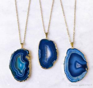 Pendentif en Agate géode bleue, vente en gros, collier Chakra, imitation cristal Amayra, exportation de l'inde, vente en gros - Product Image 2