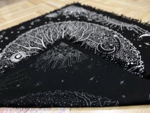 Celestial Tree Of Life Square Wall Hanging Tapestry Black <b>Silver</b> Cotton Altar <b>Cloth</b> Printed for Table Cover By Indian Consigners - Product Image 4