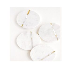 Set of 4 Marble Cup <b>Glass</b> <b>Coaster</b> Exclusive Quality Round Shape Cup <b>Glass</b> <b>Coaster</b> For Home Table Top Use - Product Image 1