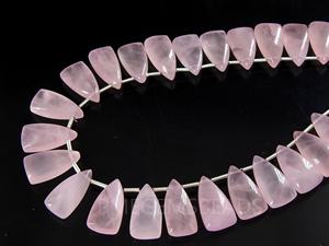 <b>Rose</b> <b>Quartz</b> Smooth Long Trillion 15X8MM Briolette Pyramid Teardrop Drop <b>Earring</b> Pair Wholesaler Supplies - Product Image 3