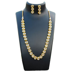 สร้อยคอทองเหลือง Kundan สำหรับผู้หญิงและเด็กหญิง,สไตล์อินเดียโบราณดีไซน์ล่าสุด - Product Image 1