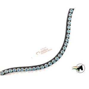 Bande de sourcils de cheval équestre à la mode de luxe de meilleure qualité avec cristaux Stellux Aqua Marine de 8mm - Product Image 4