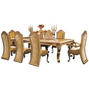 الملكي الامبراطوري مأدبة طاولة طعام ، الفرنسية العتيقة منحوتة الخشب مستطيلة طاولة طعام ، الراقية طاولة طعام