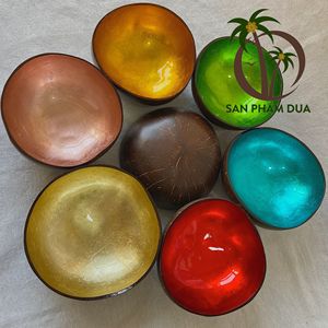Cuenco de coco lacado a mano, artesanal, colorido, con carcasa de coco - Product Image 4
