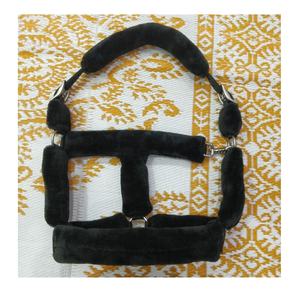 Harnais de cheval en nylon noir durable et confortable avec rembourrage blanc et motif à rayures géométriques, accessoires en acier inoxydable, fabricant indien - Product Image 3
