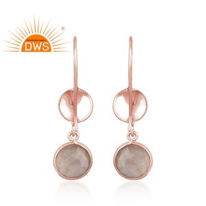 Boucle d'oreille en Quartz Rose naturel pour femme, 1 pièce, argent Sterling 925, plaqué or Rose, pierre précieuse, fabrication de bijoux - Product Image 4