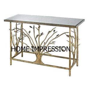 PVD dorado acabado artesanía de larga duración estilo único artesanía moderna anillos de oro de Metal gran centro de mesa de consola moderna - Product Image 4