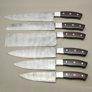 Full Tang Craftsman Handmade Forged Damascus Japanese Chef <b>Knife</b> Cleaver <b>Knife</b> <b>Kitchen</b> <b>Knife</b> Set With Walnut Wood Block Holder - Product Image 3