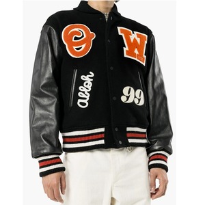 Veste universitaire pour hommes personnalisée OEM Col montant en laine vierge avec broderie en chenille Style Letterman Col montant en laine vierge - Product Image 1