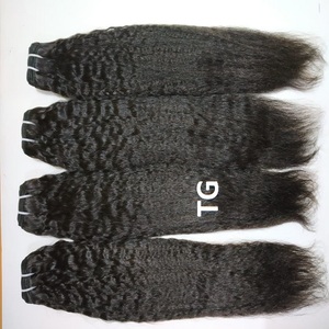 Cuticule brésilienne brute mongole alignée paquets de cheveux Remy droits crépus non transformés cheveux humains péruviens avec alignement des tempes - Product Image 1