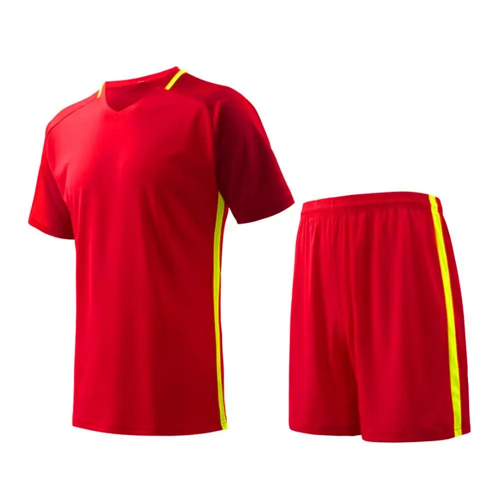Hot Selling Sports Wear Soccer Uniforms For Men Red Color 100% Polyester Made Soccer Jersey