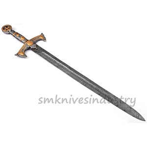 Epée de damas en acier inoxydable, belle épée à Double bord, bataille épée de chasse, prête à fourreau pour collectionneurs de l'étoile de l'ordinateur - Product Image 2