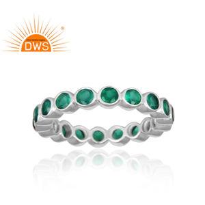925 Solid Sterling Silver <b>Ring</b> for <b>Girls</b> Fine Jewelry Natural Multi Green Onyx Gemstone Eternity <b>Ring</b> Jewelry Wholesaler - Product Image 2