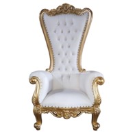 Dossier haut 180cm roi trône chaise or blanc cuir velours Baroque français bois massif élégant loisirs chaise maison salon