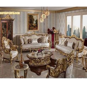 ชุดโซฟางานฝีมือวิคตอเรียสำหรับห้องนั่งเล่นไม้สักสวยเฟอร์นิเจอร์ห้องนั่งเล่นสไตล์ราชวงศ์มหาราชาสำหรับบ้านสหรัฐอเมริกา - Product Image 1