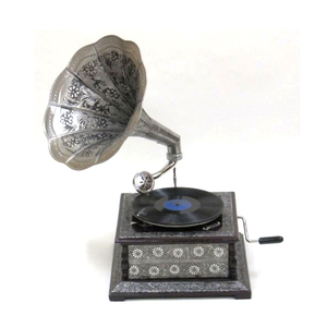 Reproductor de música con bocina de latón, aspecto Vintage, gramófono, suministros directos de fábrica, reproductor de discos clásicos - Product Image 5