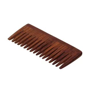 Sisir Rambut Kayu Ukiran Tangan Coklat Tua