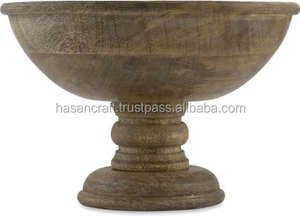 Bol en bois à pieds de vente chaude pour la conception classique jetable de salade de fruits pour le restaurant d'hôtel à la maison - Product Image 3