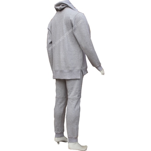 Costume de jogging à capuche gris chiné sur mesure pour hommes, survêtement de sport à manches longues 100% coton pour l'hiver - Product Image 2