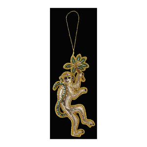 Hermosos Adornos Navideños Colgantes de Mono con Bordado Zari - Product Image 1