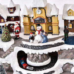 Casas de Pueblo Navideño con Pista de Patinaje Musical LED de Resina Pintadas a Mano al por Mayor, Suministros de Decoración 2026 de Gran Venta - Product Image 2
