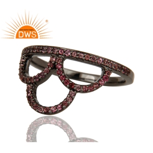 Bijoux en argent plaqué noires, anneau en pierre précieuse rose Tourmaline, magnifique, vente en gros, 925 - Product Image 4