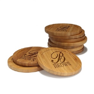 Customized <b>Coaster</b> <b>Set</b> for Hotel & Restaurant All Seasons Art Decor with Engraved Couple Custom Logo Mats & Pads Wood Material - Product Image 4