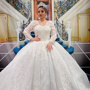 Robe de mariée longue et élégante en mousseline, Satin, Tulle, tenue de soirée, de luxe, de haute qualité, nouveau, - Product Image 1