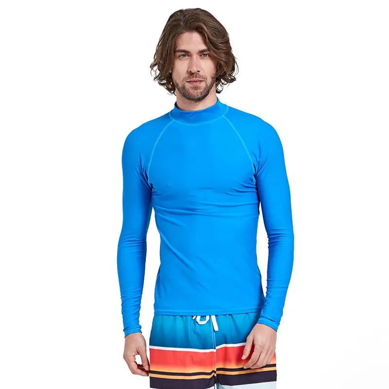 Men Beachwear And Swimwear Long Sleeve Swim Shirt Rash Vest Chlorine Resistant Surfing Rash Guard