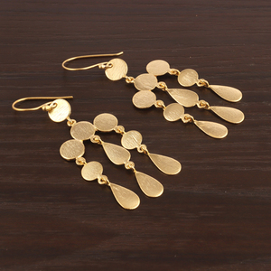 Boucles d'oreilles porte-bonheur pour femmes, finition brossée 24k, laiton plaqué or, métal, simple, haute qualité, offre spéciale - Product Image 4