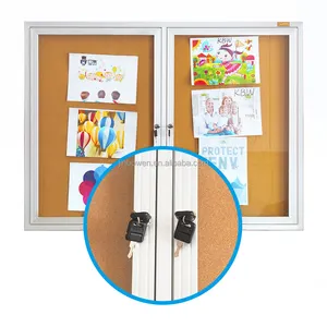 Cork Board Bulletin Board Factory Direct Hanging Cork Board Message Board Photo Wall Aluminium Framed Lockable Magnetic Dry Erase Enclosed Bulletin Board